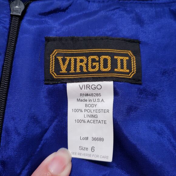 Vintage Virgo II Cocktail Dress Womens 6 Blue Velvet Burnout Sheer Goth Fairy - Picture 3 of 16